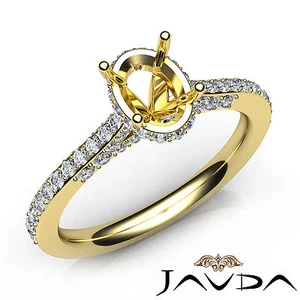 Anillo de compromiso de diamantes con montura de pavé de corte ovalado semi montaje de oro amarillo de 14 k 0,65 quilates - Imagen 1 de 7