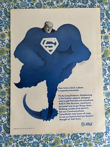 Vintage 1969 AT & T Long Distance Telephone Print Ad Blue Superman - Bild 1 von 7