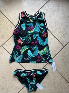 NWT Seafolly Jungle Out There Tankini Rash Guard Swimsuit 2pc Set Women's 8 / 10 - Picture 1 of 8