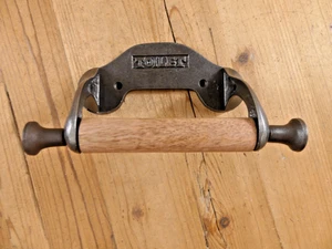 Toilet Paper Holder Cast Iron Bathroom Wall Fixture Metal & Wood *SLIGHT RUST* - Picture 1 of 8