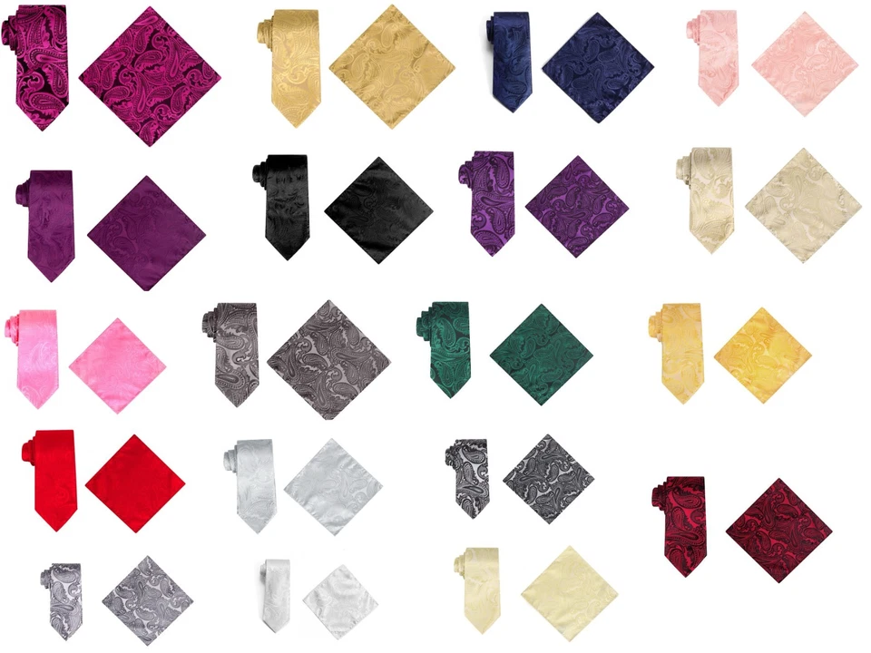 Juego de corbata y pañuelo de diseño cachemir para hombre para traje o esmoquin Foto 1 de 1