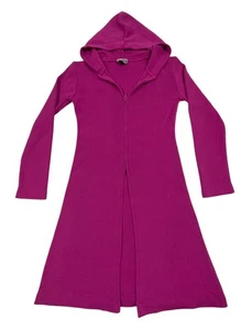 ICE Cardigan Long Length Tight Knit Hooded 3/4 Zip Magenta Pink One Size - Picture 1 of 12