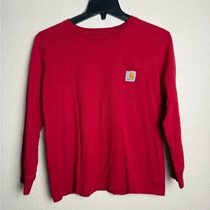 carhartt Kids Boy Size Medium 10-12 Red long sleeve logo shirt - Picture 1 of 5