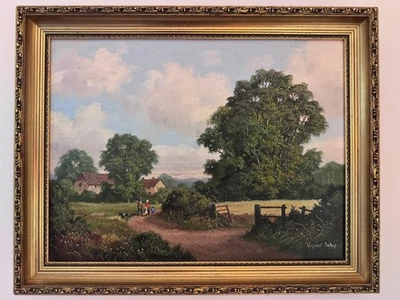 Vincent Selby oil painting on canvas English countryside scene framed 47cm/37cm - Image 1 of 4
