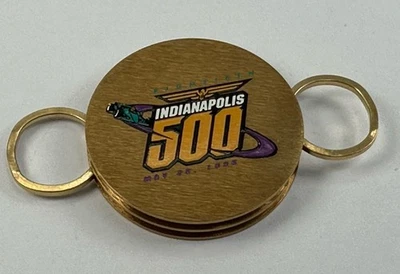 1996 Indianapolis Indy Car Racing 2 Pull Pins Gold Tone Metal Keychain Rare - Image 1 of 4