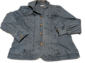 Coldwater Creek Damen Stretch Denim True Blue Jeansjacke 22W großer Knopf - Bild 1 von 7