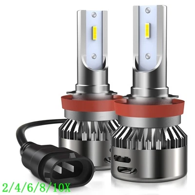 H11 H9 H8 AUXITO LED Headlight Bulb High Low Beam White 6500K High Power 2/4/6X - Image 1 of 4