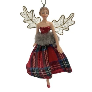Gisela Graham Ballerina Fee rotes Kleid & Flügel Weihnachtsschmuck Baum 5,5 Zoll - Bild 1 von 3