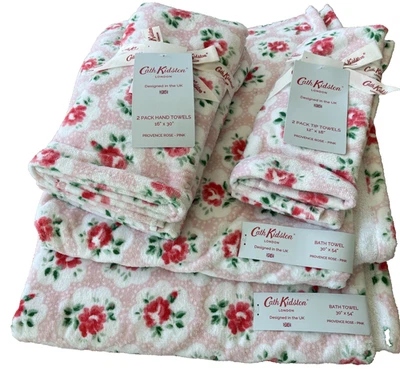 Cath Kidston~Provence ROSE~Pink~Towel Set of 6= 2 Bath+ 2 Hand+ 2 Tip Towels~NWT - Image 1 of 4