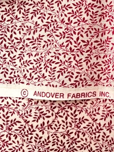 Andover Fabrics New Cotton 19" x 28" Red & Beige Vine Pattern Crafts Quilt Sew - Picture 1 of 14