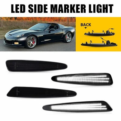 Luces de señalización delanteras traseras blancas ahumadas para Chevrolet Corvette C6 2005-2013 Y Foto 1 de 4