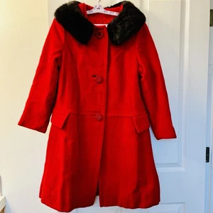 Vintage Styled by Stratton roter Wollmantel Nerz Pelzkragen 50er 60er Jackie O Union USA - Bild 1 von 16