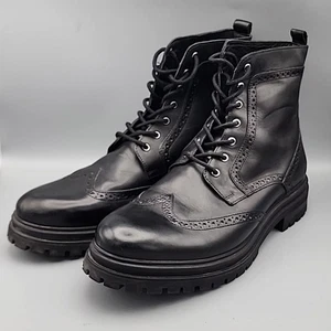 EXPRESS Men's Size 12 Black Chunky Brogue Wingtip Boots Genuine Leather - Bild 1 von 17