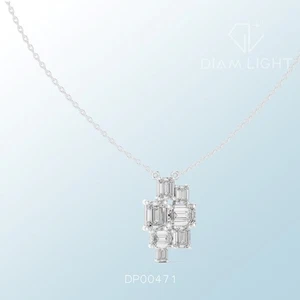 1.86 Ct Emerald Lab Grown Diamond Pendant Necklace 14k White Gold IGI Certified - Picture 1 of 10