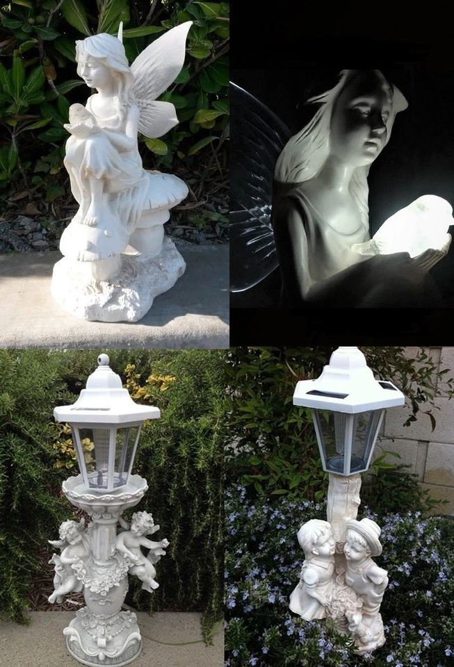 Outdoor Garden Decor Solar Fairy Angel/Cherub Statue Sculpture Light LED - Image 1 of 4