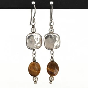 Retired Silpada Sterling Silver Tiger's Eye Dangle Earrings W1327 - Picture 1 of 5