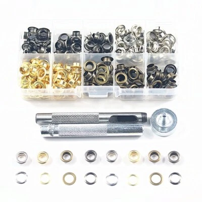 200PCS 6mm Eyelets Grommets with Installation Tool Kit Leather Rivet Buckle Deco - Image 1 of 4