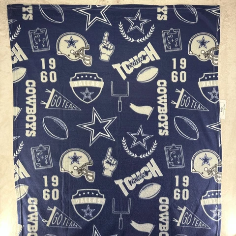 Dallas Cowboys NFL Team Logo Graphic Fleece Throw Blanket Navy Blue Cover