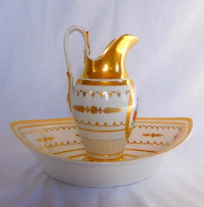 Ensemble lavabo Empire - porcelaine de Paris - Epoque Charles X - Picture 1 of 15
