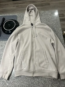 H&M Hoodie Mens Medium Large Gray Oversized Zip Up Sweatshirt Jumper Baggy - Picture 1 of 3