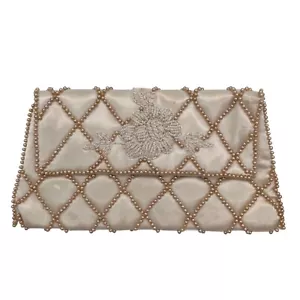Vintage Pretty Beaded Cream Satin Lined Original 1950’s ( Good Condition ) - Picture 1 of 6