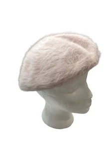 Kangol Angora Beret Hat Womens One Size Beret Pink Fuzzy Winter Cap Made England - Picture 1 of 14