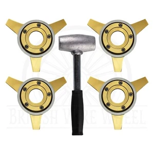 Locking 3 Bar Zenith Cut Gold Spinner Caps with Chrome Accents, Set + Hammer - Picture 1 of 12
