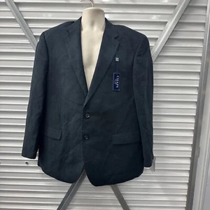 NEW Chaps Mens 46R Sport Coat Blazer Black Micro Suede Microfiber Polyester NWT - Picture 1 of 11