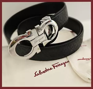 Salvatore Ferragamo Men's Black Leather Belt SZ 90-95-100-105 - Picture 1 of 8