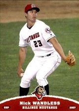 2007 Billings Mustangs Grandstand #33 Nick Wandless Grovetown Georgia GA Card