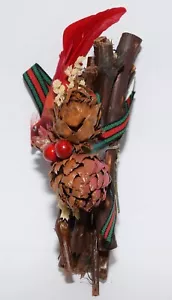 Red Feathered Cardinal Bird on Pile of Logs Handcrafted Christmas Ornament - Picture 1 of 6