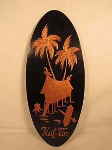 Vintage East Kalimantan Kal-Tim Indonesia Borneo Wood Plaque - Picture 1 of 6