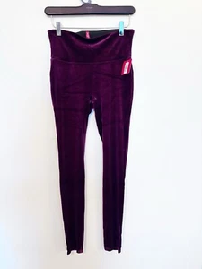 Spanx Leggings Pants Women Medium Burgundy Velvet High Waist Stretch Casual - Picture 1 of 4