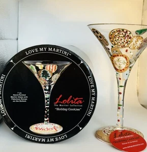 Lolita "Holiday Cookies" HandPainted 7oz Martini Glass "Martini Collection" BNWB - Picture 1 of 13