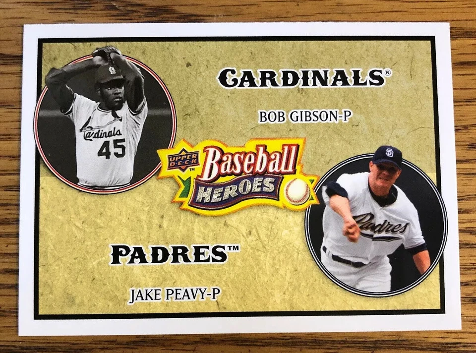 Bob Gibson & Jake Peavy 2008 Upper Deck Baseball Heroes Card #184   *591* - Image 1 of 1
