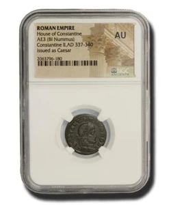 NGC AU Romano AE de Constantino II AD316-340 NGC Antiguos CASI SIN CIRCULAR - Imagen 1 de 3