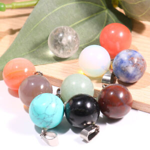 Natural gemstone round ball beads pendants for jewelry making Charms 25pcs mixed