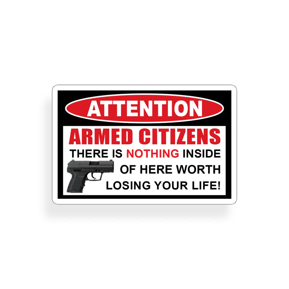 Armed Citizen Warning Sticker 2A 2nd Amendment Gun Car Door Window Bumper Decal - Image 1 of 1