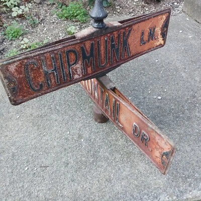 古董 2 路双面瓷珐琅街角标志 1930 年代 Sunbury Oh — 第 1/4 张图片