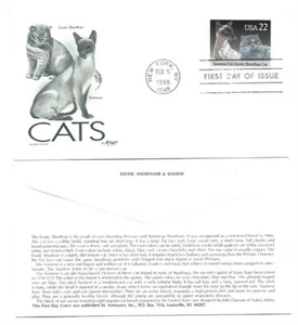 2372 Siamese Cat & Exotic Shorthair Cat Artmaster FDC - Picture 1 of 1