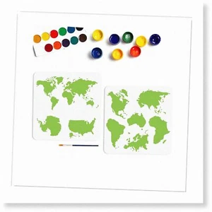 Globetrotter Art Kit: 2 World Map Globes (11.8x11.8in) + Paint Brush Set for Reu - Picture 1 of 7
