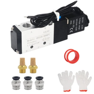 1/4" NPT 2 Position 5 Way  4V210-08 Outlet wire  Electric Solenoid  Valve Sets - Picture 1 of 11