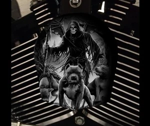 Harley Davidson Custom Horn cover Touring Dyna Softail Sportster M8 REAPER - Picture 1 of 1