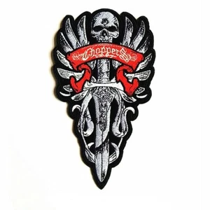 Large Sew Iron Jacket Coat Patch Embroidered Choppers Skull With Wings MC Biker - Picture 1 of 7