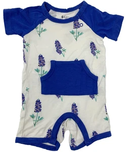 Pagliaccetto corto Kyte bambino ragazzo bambina 0-3 mesi blu e bianco bluebonnets bambù - Foto 1 di 6