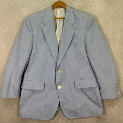 VINTAGE Haspel Mens 40S Light Blue/White Pinstripe Blazer Jacket Preppy Casual - Image 1 of 4