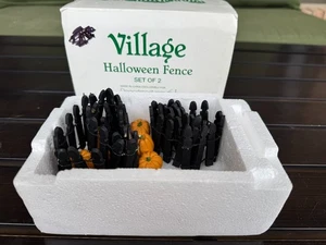 Dept 56 Halloween Fence Set of 2 Pumpkins Black Fences 52702 in Original Box - Picture 1 of 6