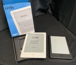 2 X Amazon Kindle, One Black, No Box And One White, Boxed With Charger. - Picture 1 of 9