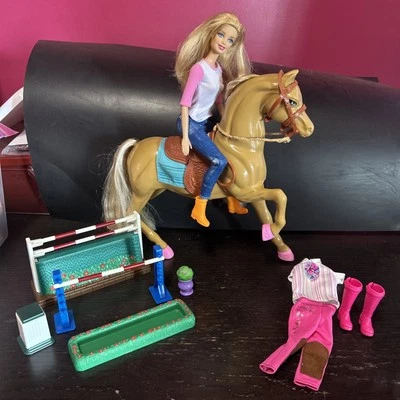 Barbie Doll Feed & Cuddle Doll With A Horse  Outfits Jumps 2013  Lot Mattel - Image 1 of 4