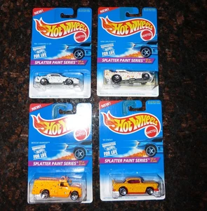 Set Of 4 Hot Wheels Splatter Paint Series Cars Unopend NOS Estate Find ! - Picture 1 of 6